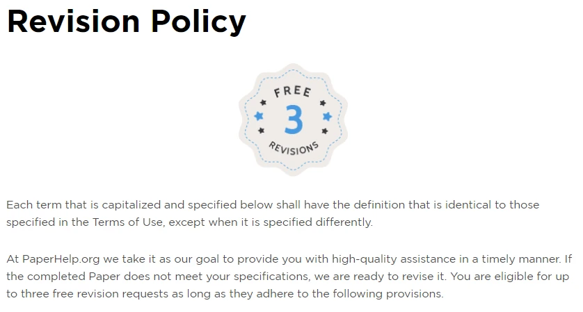 PaperHelp revision policy